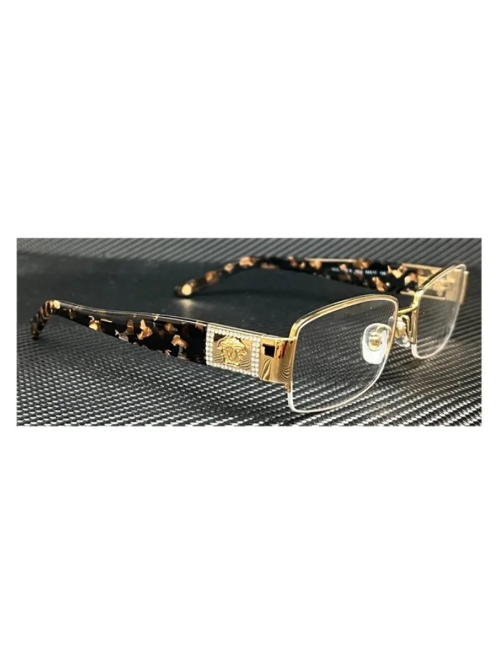 New Versace Women  Gold Havana Eyeglasses  53- 17-